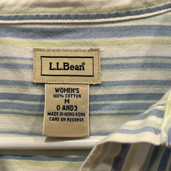 Vintage LL Bean Blue Green Cotton Striped Shirt Women’s size‎ Medium Hong Kong - Picture 4 of 6